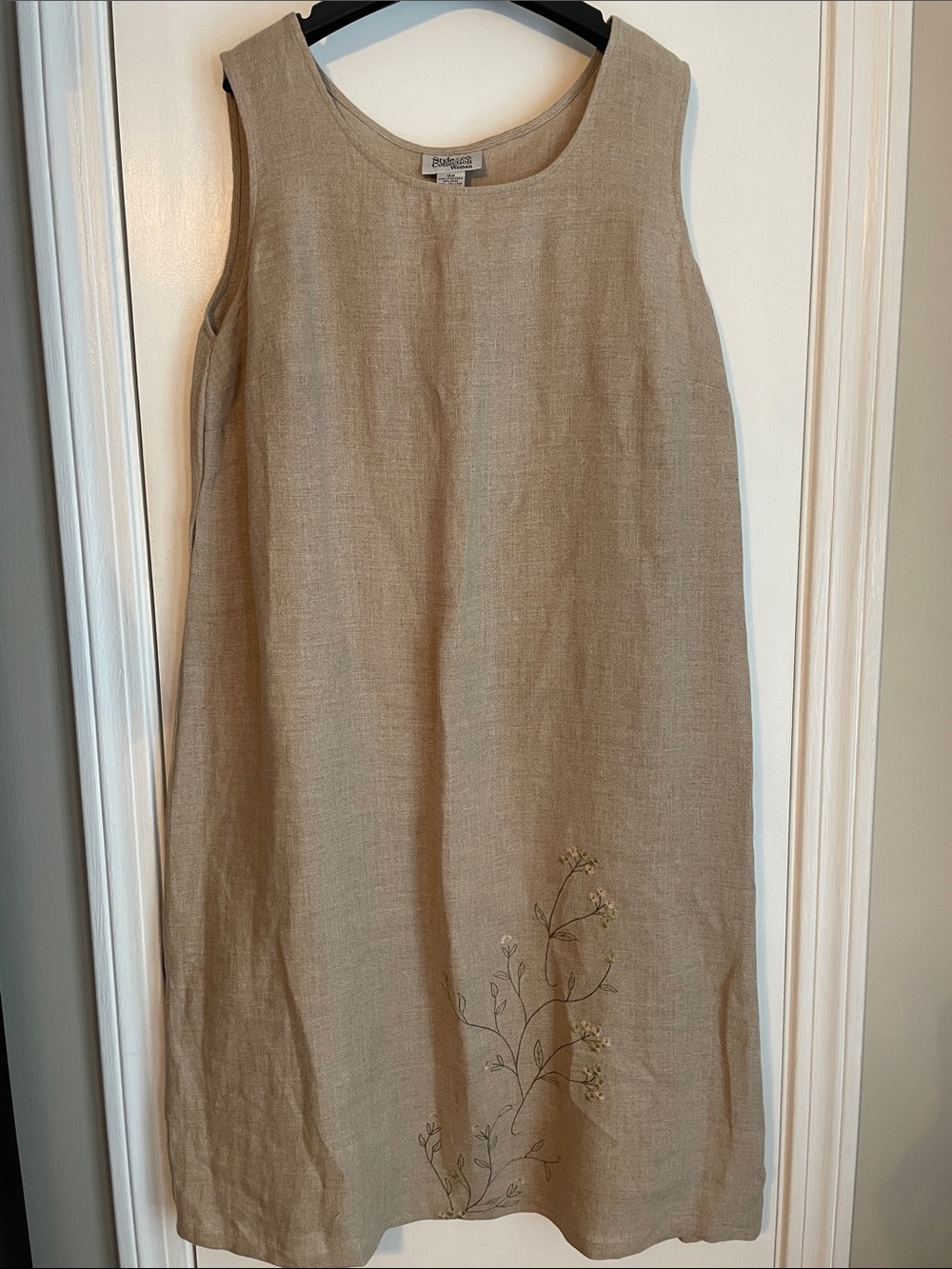 Style & Co. Women Beige Linen Sleeveless A-Line Dress